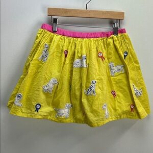 Mini Boden Dog Show Themed Skirt Yellow Embroidered Girls Size 11 - 12